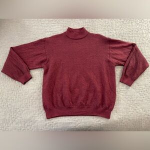 VTG Covington Sweater Burgundy Mock Neck Wool Mens Medium Grandpa Preppy Italy L